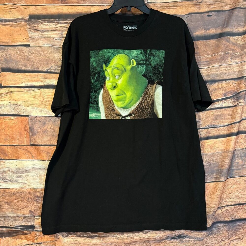 Shrek T-Shirt Men's Black 2XL DreamWorks Ogre Face Graphic Cotton Tee
